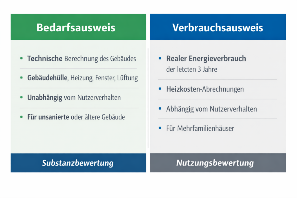 Bedarfsausweis und Verbrauchsausweis – der Unterschied
